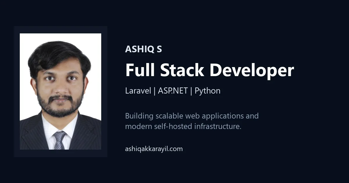 Ashiq S | Laravel & WordPress Developer in Dubai, UAE